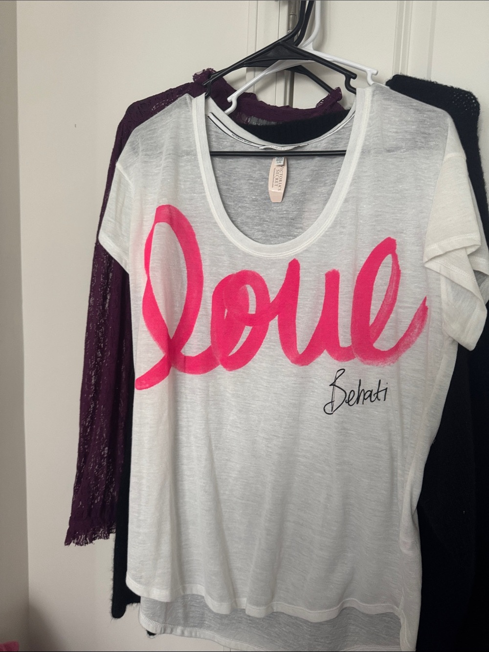 Victoria's Secret White Tee with Pink 'Love' Script
